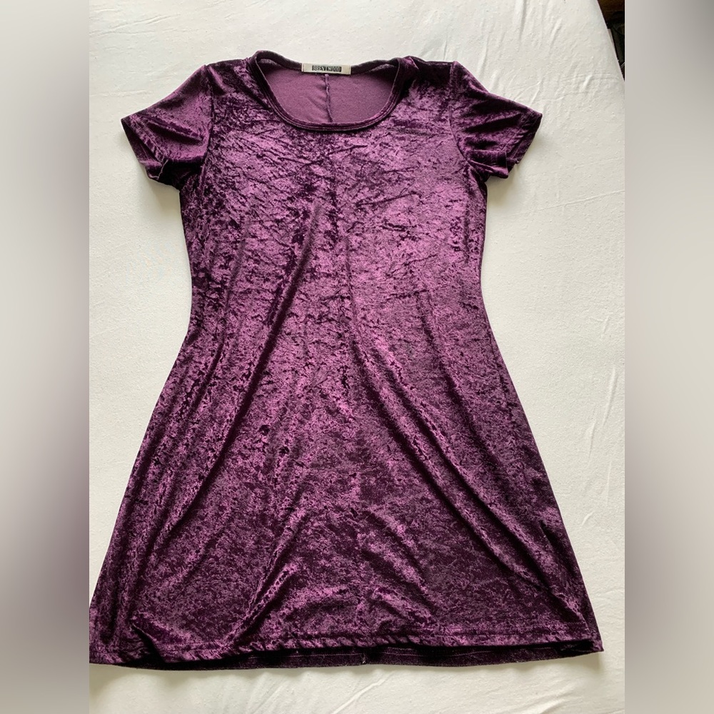 Dark purple velvet mini dress